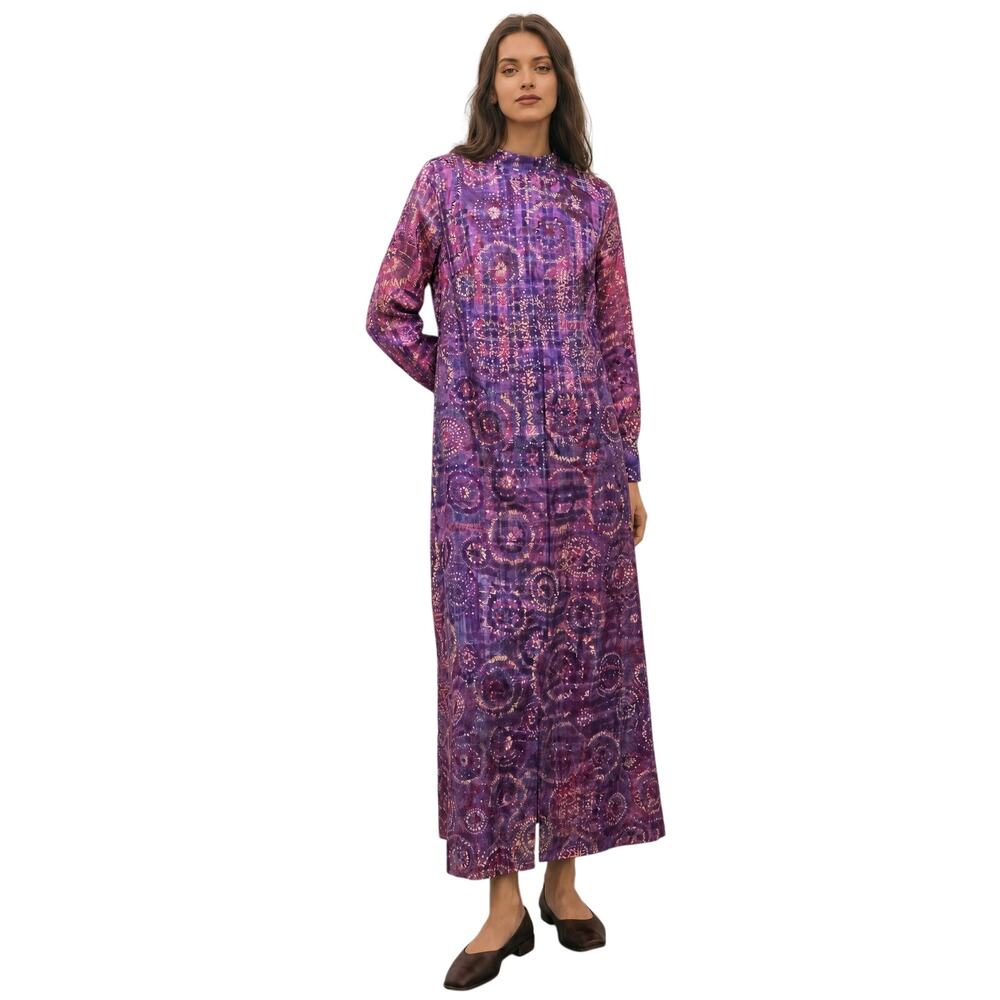 60s Maxi Dress Hostess Doris Day Handmade Vintage Purple Shimmer Sheer Layers